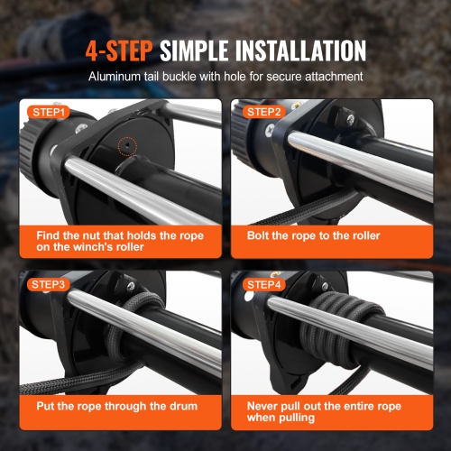 VEVOR 1/4 Inch x 50 Feet 10,000 lbs Synthetic Winch Line Cable Rope with Protective Sleeve + Stopper + Forged Winch Hook + Pull Strap, Fit for ATV,