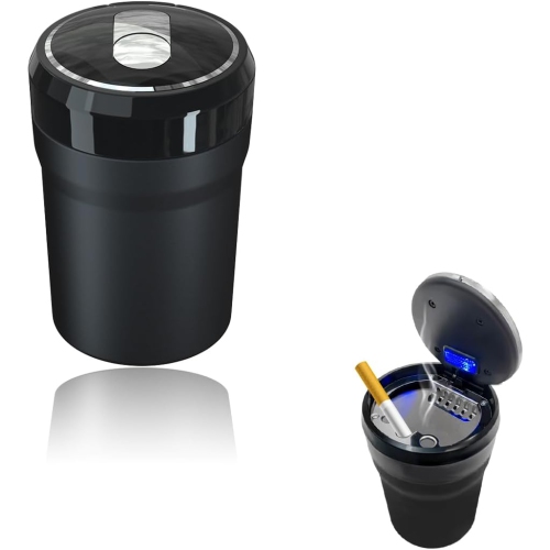 Car ashtray Portable smokeless car ashtray With lid and LED light Suitable for most vehicles Universal car accessories Small size