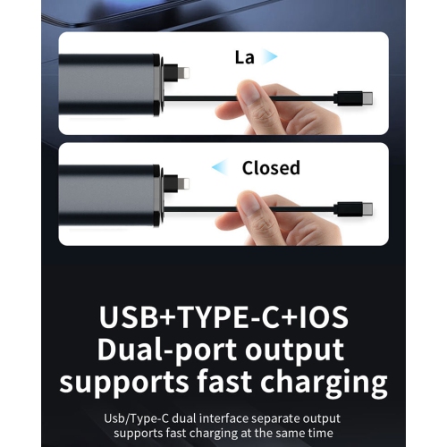 X3 toit étoilé chargeur de téléphone mobile 66&nbsp;W télescopique multifonction super rapide lampe d'ambiance PD30, chargeur de voiture X3 toit