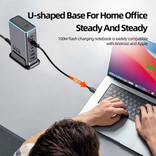 High-end 660W GaN charger fast charging head mobile phone tablet multi-port desktop charging station, multi-port desktop charging station suitable