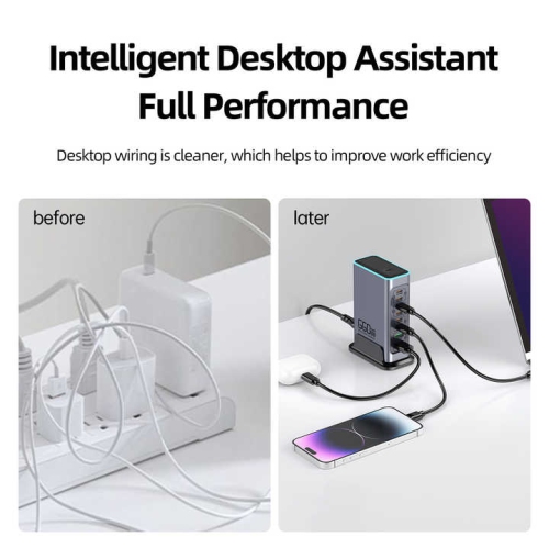 High-end 660W GaN charger fast charging head mobile phone tablet multi-port desktop charging station, multi-port desktop charging station suitable