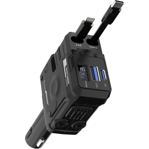 Chargeur pour l'auto avec câble rétractable de Mecha 120&nbsp;W recharge super rapide d'un à trois allume-cigare de voiture chargeur flash 66&nbsp;W