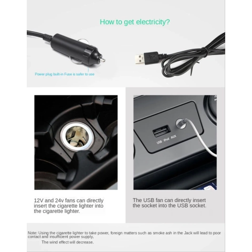 Car fan powerful double-head USB car fan 24V volt large truck 12v van fan, orange double-head 24v cigarette lighter interface