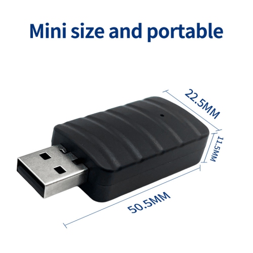 Carte réseau sans fil, carte réseau bibande sans pilote, interface USB intelligente, prise directe pour ordinateur, vitesse 650 Mo/s, noir