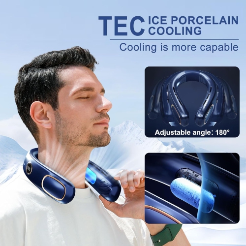 Ventilateur portatif Climatiseur de cou Refroidissement Col Refroidisseur Prêt-à-porter Ventilateur Col Gonflé Rechargeable Cadeau frais Hommes et