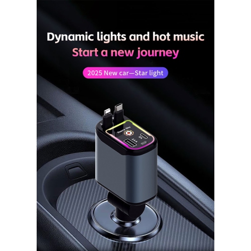 X3 toit étoilé chargeur de téléphone mobile 66&nbsp;W télescopique multifonction super rapide lampe d'ambiance PD30, chargeur de voiture X3 toit