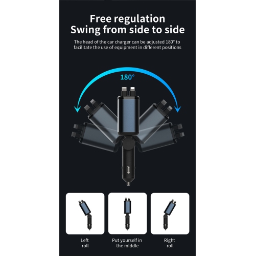 X3 toit étoilé chargeur de téléphone mobile 66&nbsp;W télescopique multifonction super rapide lampe d'ambiance PD30, chargeur de voiture X3 toit