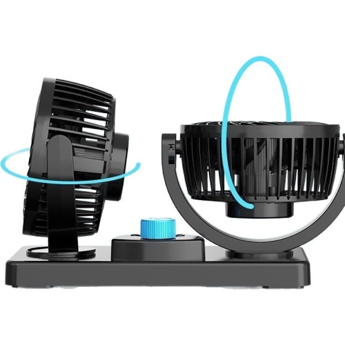 Car fan strong double head USB car fan 12v truck car fan grass green double head 12v cigarette lighter interface