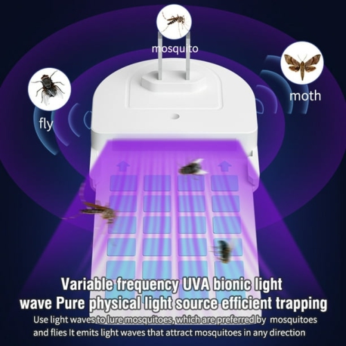 Piège à moustiques, piège à lumière ultraviolette, tueur à moustiques enfichable, piège à mouche non toxique, adapté à l'intérieur, à la maison et au