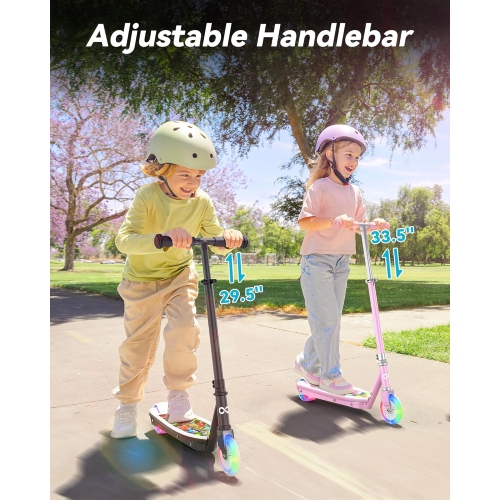 Trottinette électrique pour enfants de MIHOVER avec lumières LED, guidon réglable à 2 niveaux, vitesse de sécurité 8&nbsp;km/H, capteur de pied, pour