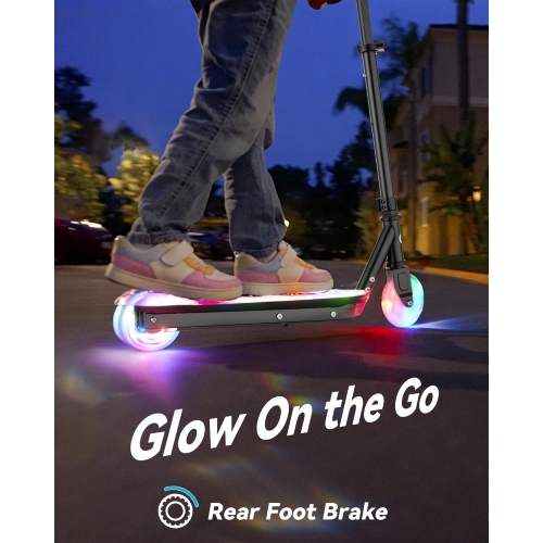 Trottinette électrique pour enfants de MIHOVER avec lumières LED, guidon réglable à 2 niveaux, vitesse de sécurité 8&nbsp;km/H, capteur de pied, pour