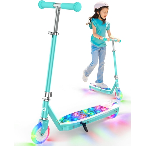 Trottinette électrique pour enfants de MIHOVER avec lumières LED, guidon réglable à 2 niveaux, vitesse de sécurité 8&nbsp;km/H, capteur de pied, pour