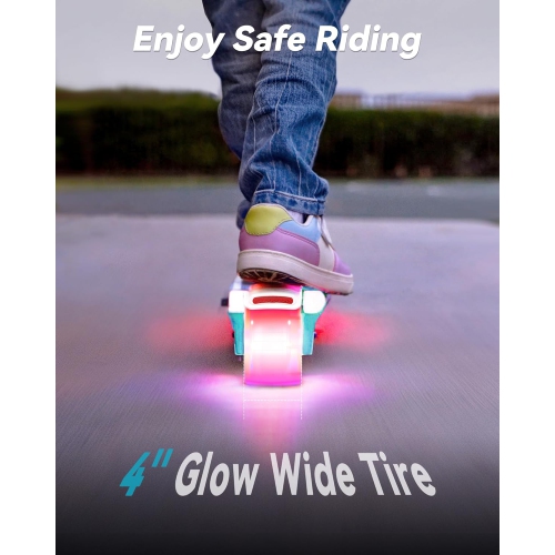 Trottinette électrique pour enfants de MIHOVER avec lumières LED, guidon réglable à 2 niveaux, vitesse de sécurité 8 km/H, capteur de pied, pour