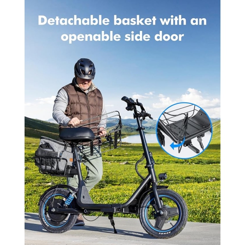 Trottinette électrique C1 Plus de Gyroor avec panier pour chien et siège - Dossier