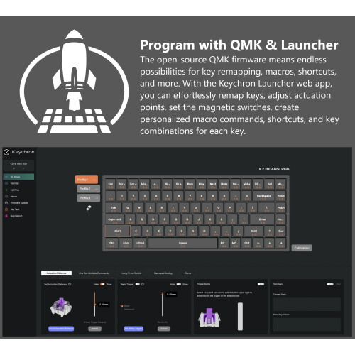 Keychron K2 HE Wireless Mechanical Keyboard for Mac & PC - 75% Compact Design, RGB Lighting, Aluminum Body, macOS Shortcut Keys, White