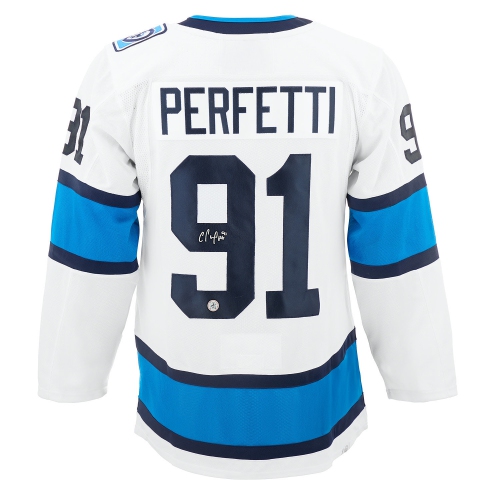 AJ SPORTS  Cole Perfetti Signed Winnipeg Hockey Retro Edition 2.0 Jersey