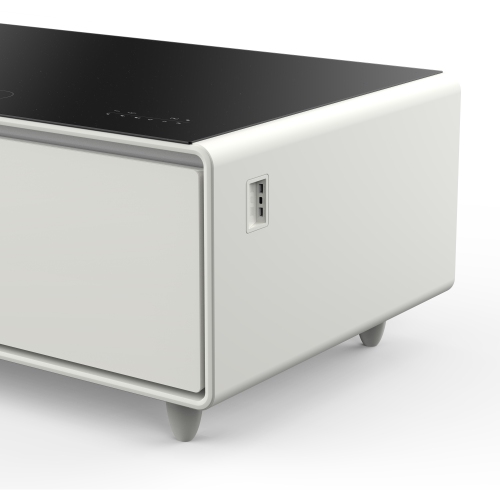 Table basse intelligente blanche de 51&nbsp;po Tavolo de Forno Evoluto â«&nbsp;Deux tiroirs de réfrigérateur, audio Bluetooth 5,0, chargement sans
