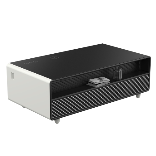 Table basse intelligente blanche de 51&nbsp;po Tavolo de Forno Evoluto â«&nbsp;Deux tiroirs de réfrigérateur, audio Bluetooth 5,0, chargement sans