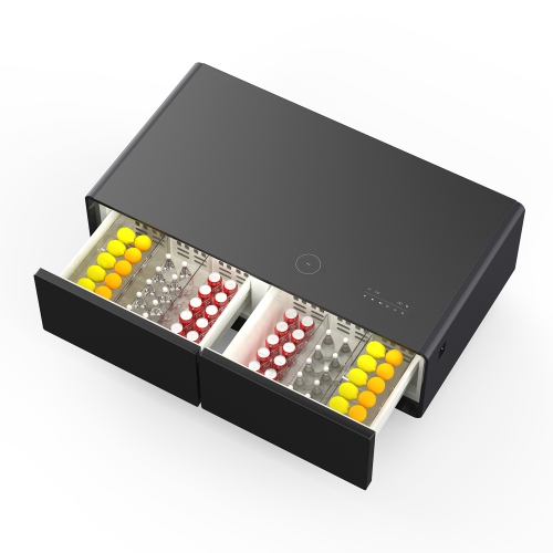 Table basse intelligente noire 51&nbsp;po Tavolo de Forno Evoluto â«&nbsp;Deux tiroirs de réfrigérateur, audio Bluetooth 5,0, chargement sans fil et