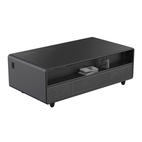 Table basse intelligente noire 51&nbsp;po Tavolo de Forno Evoluto â«&nbsp;Deux tiroirs de réfrigérateur, audio Bluetooth 5,0, chargement sans fil et