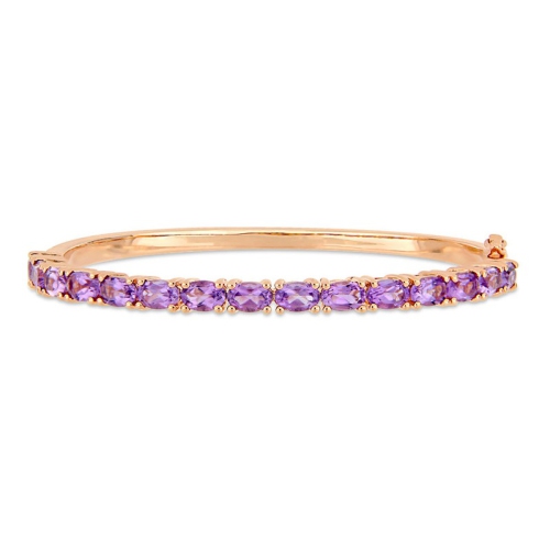 Image 1 of 4.. 6.00 Carat Amethyst Bangle Bracelet in Rose Plated Sterling Silver