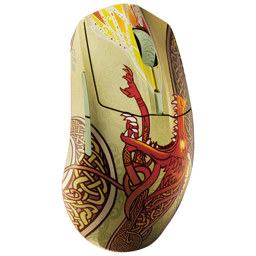 Souris de jeu optique Bluetooth 18 000 ppp édition CS2 Dragon Lore de SteelSeries - Beige/Rouge
