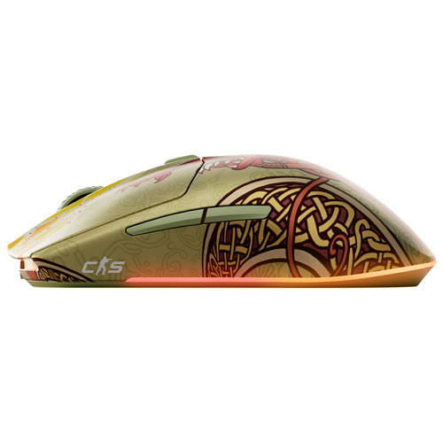 Souris de jeu optique Bluetooth 18 000 ppp édition CS2 Dragon Lore de SteelSeries - Beige/Rouge