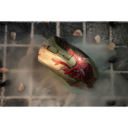 Souris de jeu optique Bluetooth 18 000 ppp édition CS2 Dragon Lore de SteelSeries - Beige/Rouge