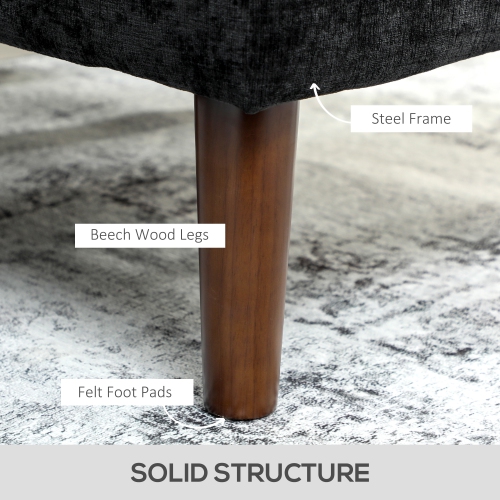 HOMCOM Sectional Sofa with Changeable Chaise Lounge, 3-Seater Chenille Upholstery Couch with Wooden Legs, Modern L Shape Corner Sofa for Living Room,