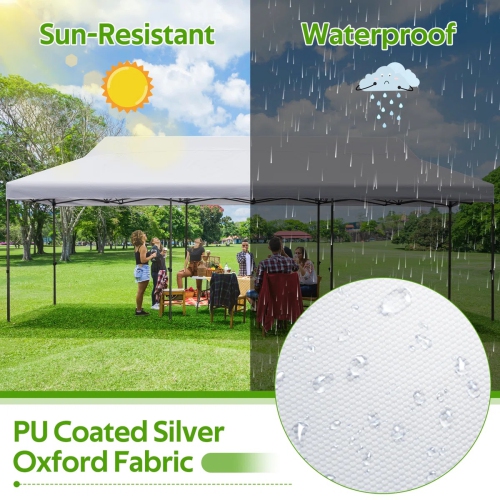 Tente escamotable de 10 x 30 pi d'EROMMY – Installation instantanée, portative et robuste pour le camping extérieur, marchés – Blanc