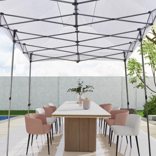 Tente escamotable de 10 x 30 pi d'EROMMY – Installation instantanée, portative et robuste pour le camping extérieur, marchés – Blanc