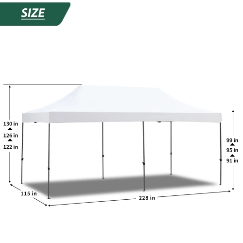 Tente d'extérieur escamotable instantanée de 10 x 20 pi d'EROMMY – Installation rapide, blanc – Abri portatif pour le camping, les fêtes et les