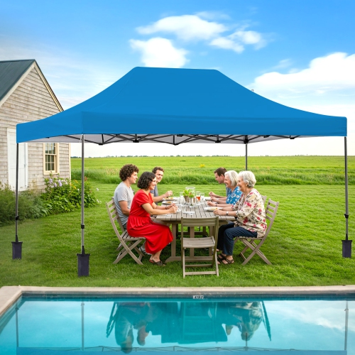 EROMMY 10'x15' Instant Pop-Up Canopy Tent – Easy Setup, Blue – Outdoor Shelter for Camping & Backyard