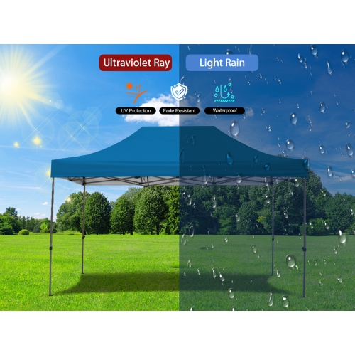 EROMMY 10'x15' Instant Pop-Up Canopy Tent – Easy Setup, Blue – Outdoor Shelter for Camping & Backyard