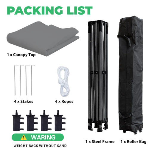 Tente à auvent escamotable instantanée de 10 x 15 pi d'EROMMY – Installation facile, gris – Abri extérieur pour le camping et la cour arrière