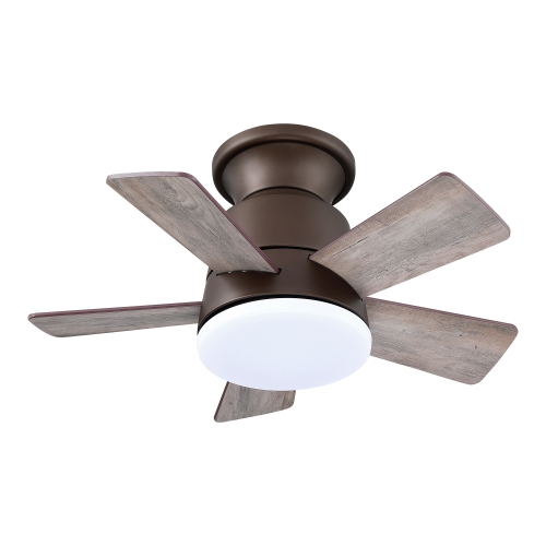 Parrot Uncle 24" Oil-rubbed Bronze Wood Dimmable Hugger Ceiling Fan with Light