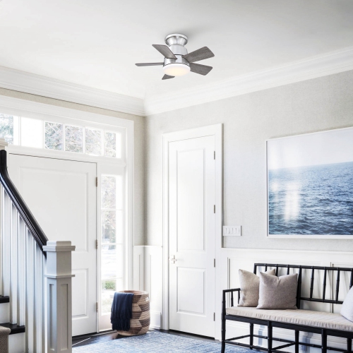 Parrot Uncle 24" Brushed Nickel Wooden Hugger Small Ceiling Fan with Light and Remote