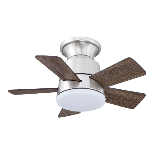 Parrot Uncle 24" Brushed Nickel Wooden Hugger Small Ceiling Fan with Light and Remote