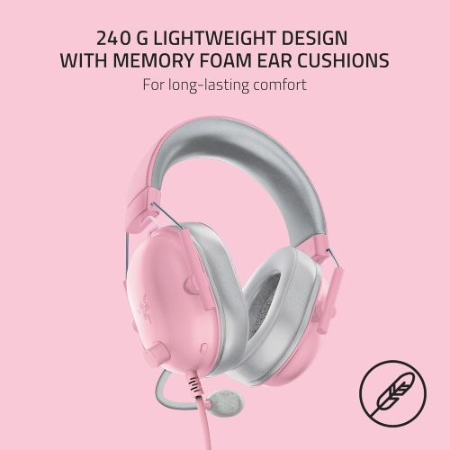 Blackshark V2 X Gaming Headset with 7.1 Surround Sound - 50mm Drivers - Memory Foam Cushions - for PC, PS4, PS5, Switch - 3.5mm Audio Jack - Pink