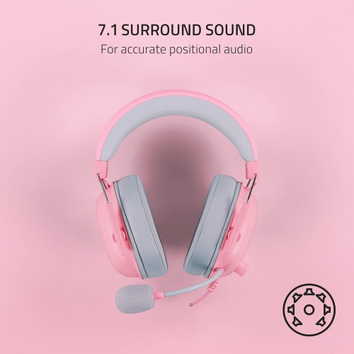 Blackshark V2 X Gaming Headset with 7.1 Surround Sound - 50mm Drivers - Memory Foam Cushions - for PC, PS4, PS5, Switch - 3.5mm Audio Jack - Pink
