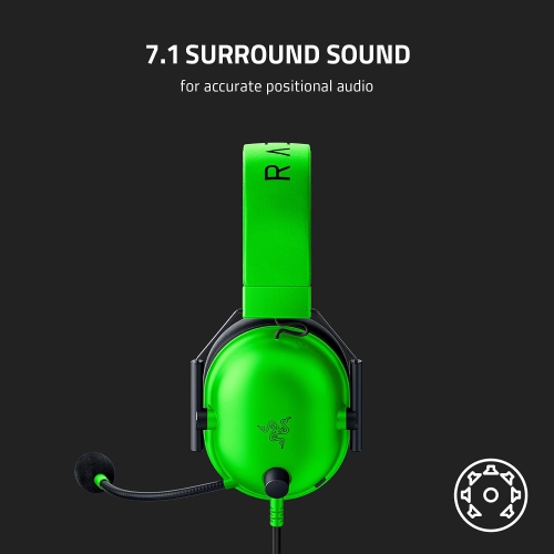 Blackshark V2 X Gaming Headset with 7.1 Surround Sound - 50mm Drivers - Memory Foam Cushions - for PC, PS4, PS5, Switch - 3.5mm Audio Jack - Green