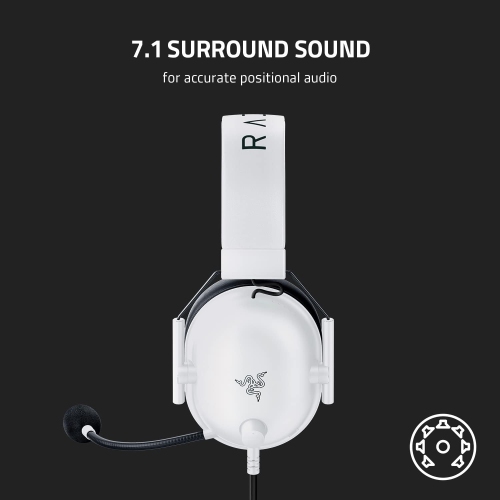 Blackshark V2 X Gaming Headset with 7.1 Surround Sound - 50mm Drivers - Memory Foam Cushions - for PC, PS4, PS5, Switch - 3.5mm Audio Jack - White