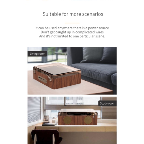 2500&nbsp;mAh – Lecteur CD portatif, lecteur CD rétro pour la maison/l'auto, haut-parleur en bois rechargeable avec télécommande, USB de type C,