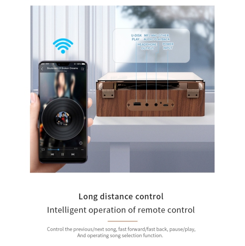 2500&nbsp;mAh – Lecteur CD portatif, lecteur CD rétro pour la maison/l'auto, haut-parleur en bois rechargeable avec télécommande, USB de type C,