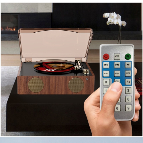 2500&nbsp;mAh – Lecteur CD portatif, lecteur CD rétro pour la maison/l'auto, haut-parleur en bois rechargeable avec télécommande, USB de type C,