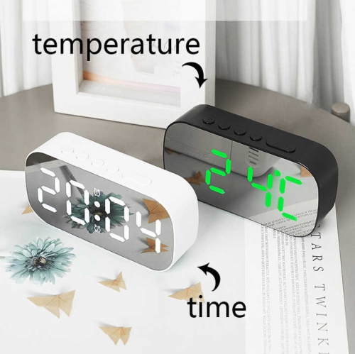 Small Digital Alarm Clock for Kids, Mirror LED Display, Dual Alarm Snooze Function, 5 Levels Adjustable Brightness, Suitable for Bedroom, Home and