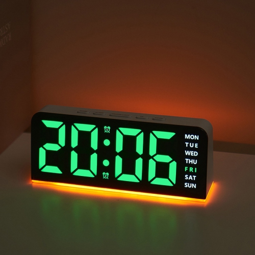New LED large digital clock atmosphere light date snooze desk clock multi-function digital alarm clock two sets of alarm bottom atmosphere light