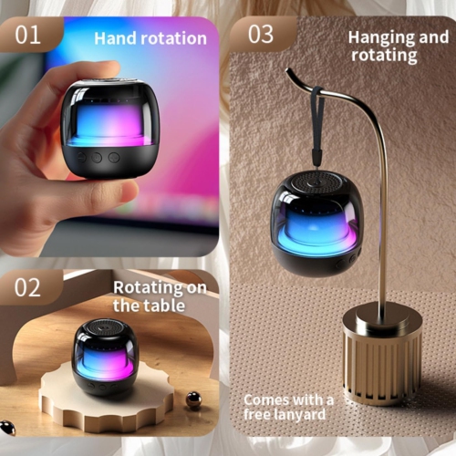 Small fingertip decompression gyro Bluetooth speaker, portable outdoor RGB atmosphere light high value heavy bass speaker - quiet black