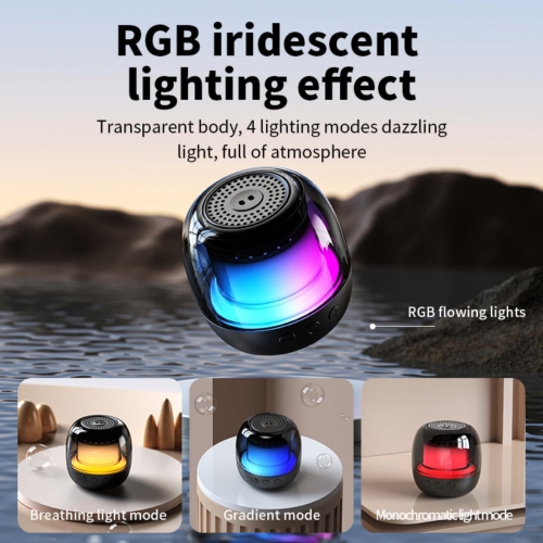 Small fingertip decompression gyro Bluetooth speaker, portable outdoor RGB atmosphere light high value heavy bass speaker - quiet black