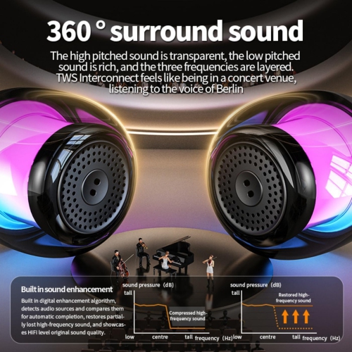 Small fingertip decompression gyro Bluetooth speaker, portable outdoor RGB atmosphere light high value heavy bass speaker - quiet black